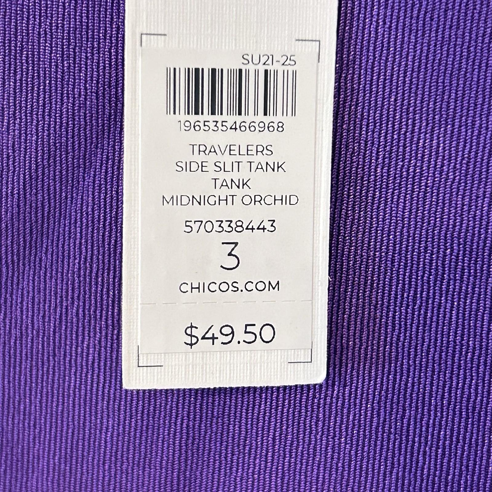 Chico’s TRAVELERS SIDE SLIT TANK Size 3 XL 16 18 Purple Midnight Orchid NWT $50