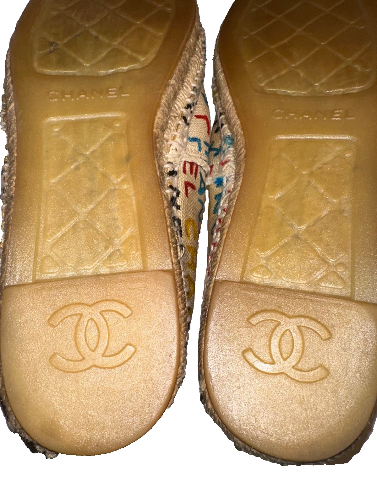 Chanel Espadrilles Logo Graffiti Multicolored Flats Size 42