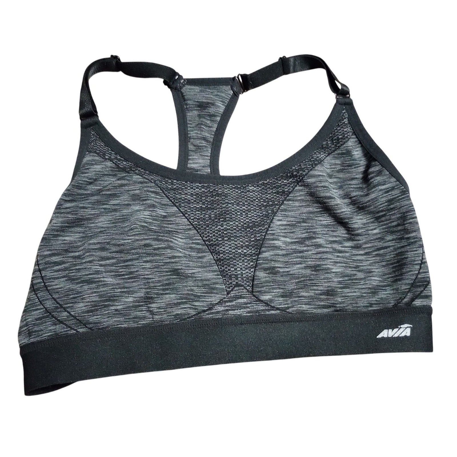 Avia Womens XL Black Gray Space Racerback Sports Bra RA271167 Adjustable Straps