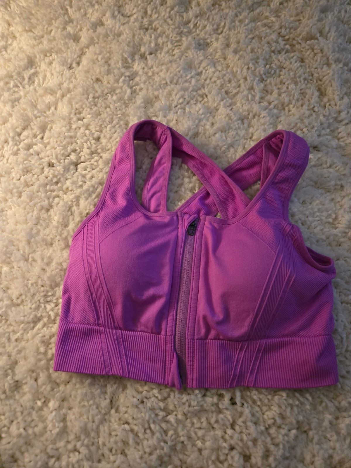 Avia Women’s Pink Zip Front Padded Racerback Sports Bra Wireless Medium M