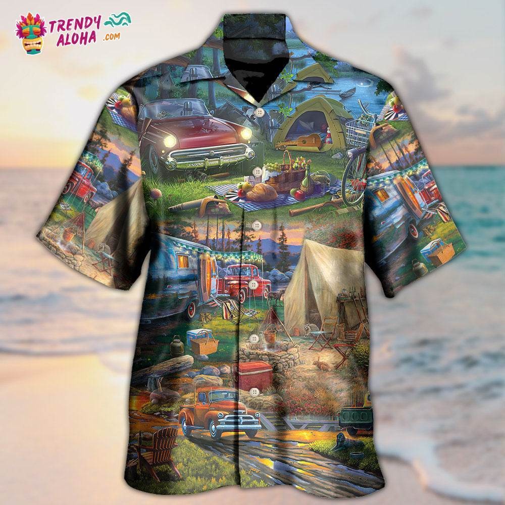 Camping Happy Night With Caravans Hawaiian Shirt – Trendy Aloha