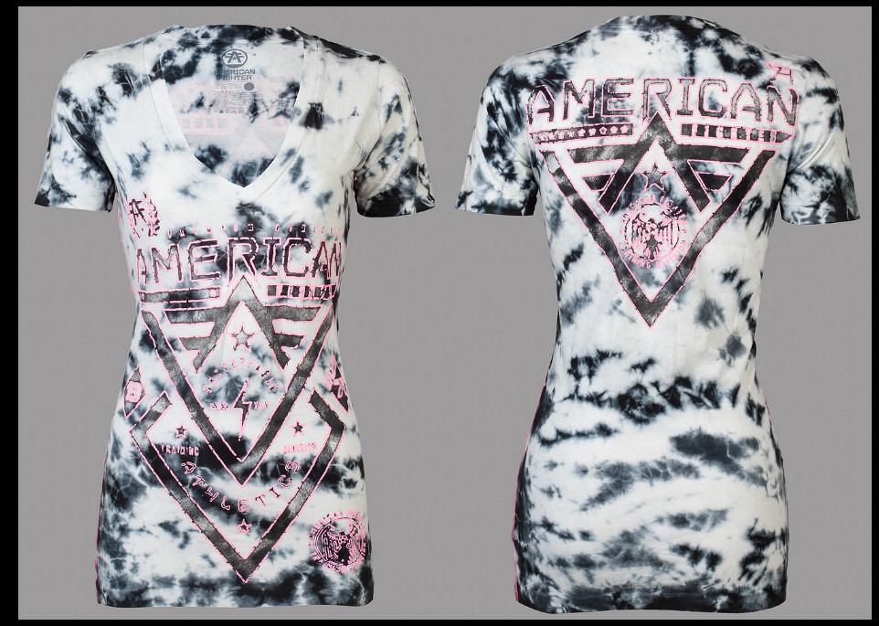 AMERICAN FIGHTER by AFFLICTION Black Tie Dye ALASKAN Short Sleeve Womens T-shirt