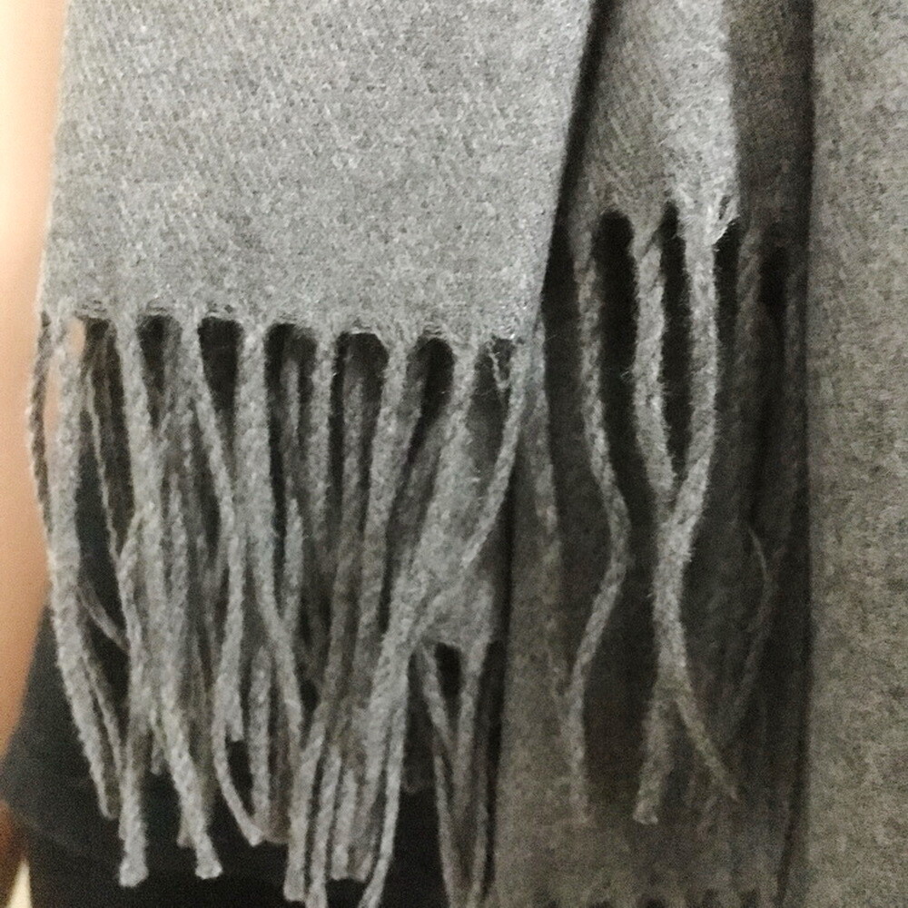 SOFT WARM CASHMERE BLEND SCARF WRAP SHAWL PASHIMA SOLID GRAY PLAIN GIFT HIM HER