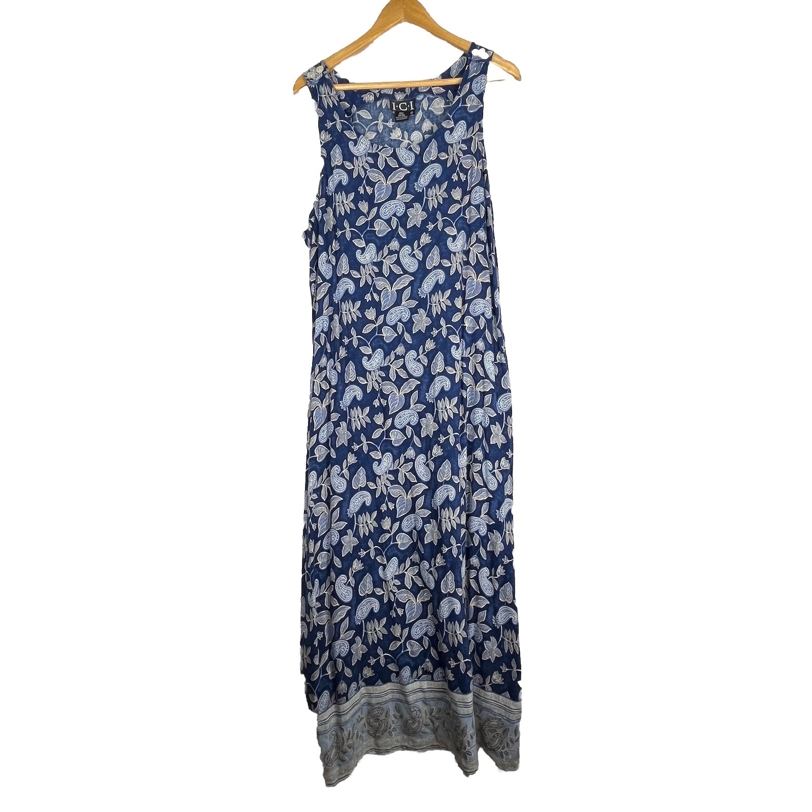 Blue Floral Paisley Maxi Dress Sleeveless Lightweight Plus Size 20