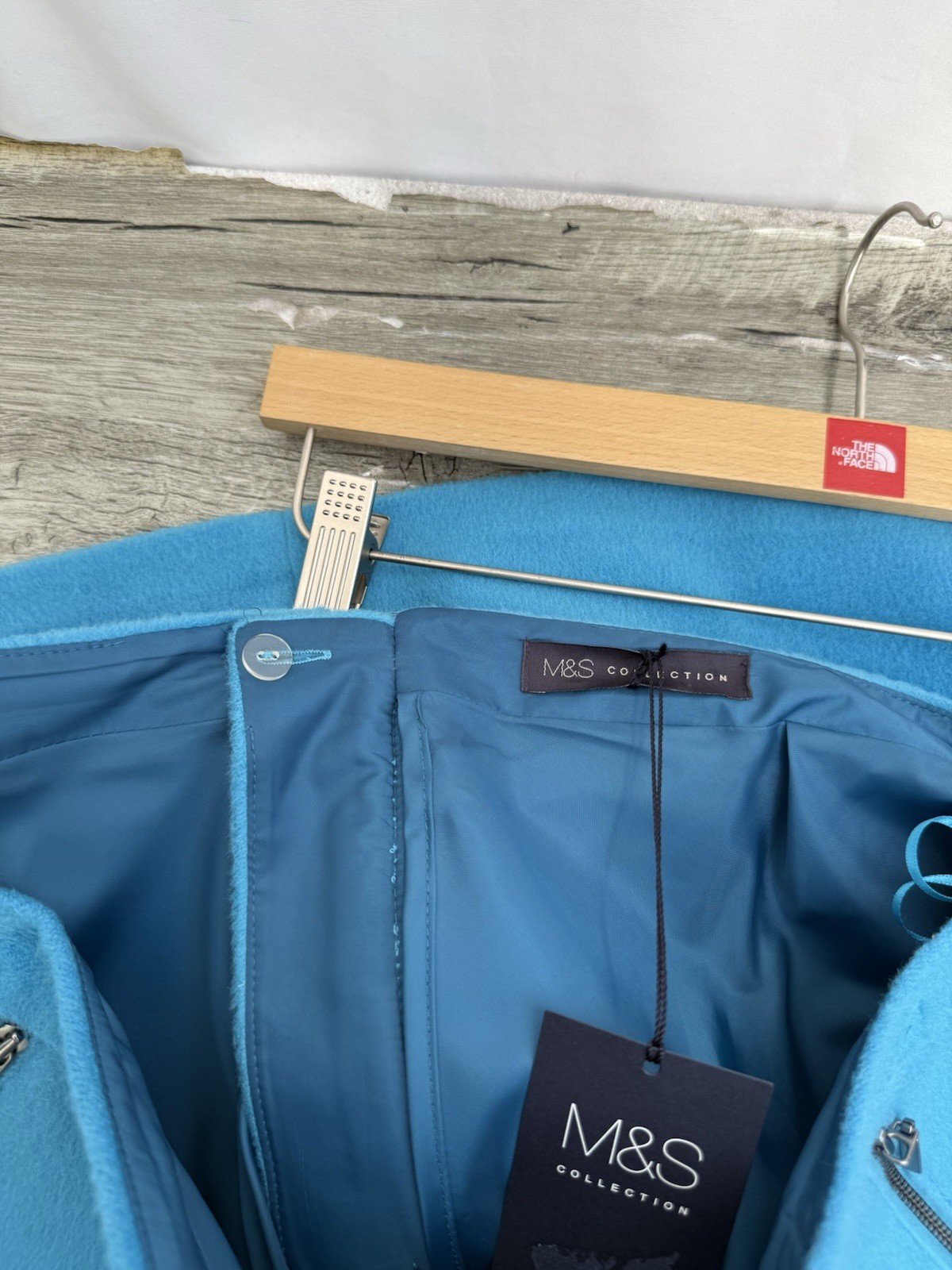M&S Collection Wool Blend Mini Skirt Turquoise Fully Lined Zip Detail – UK 16