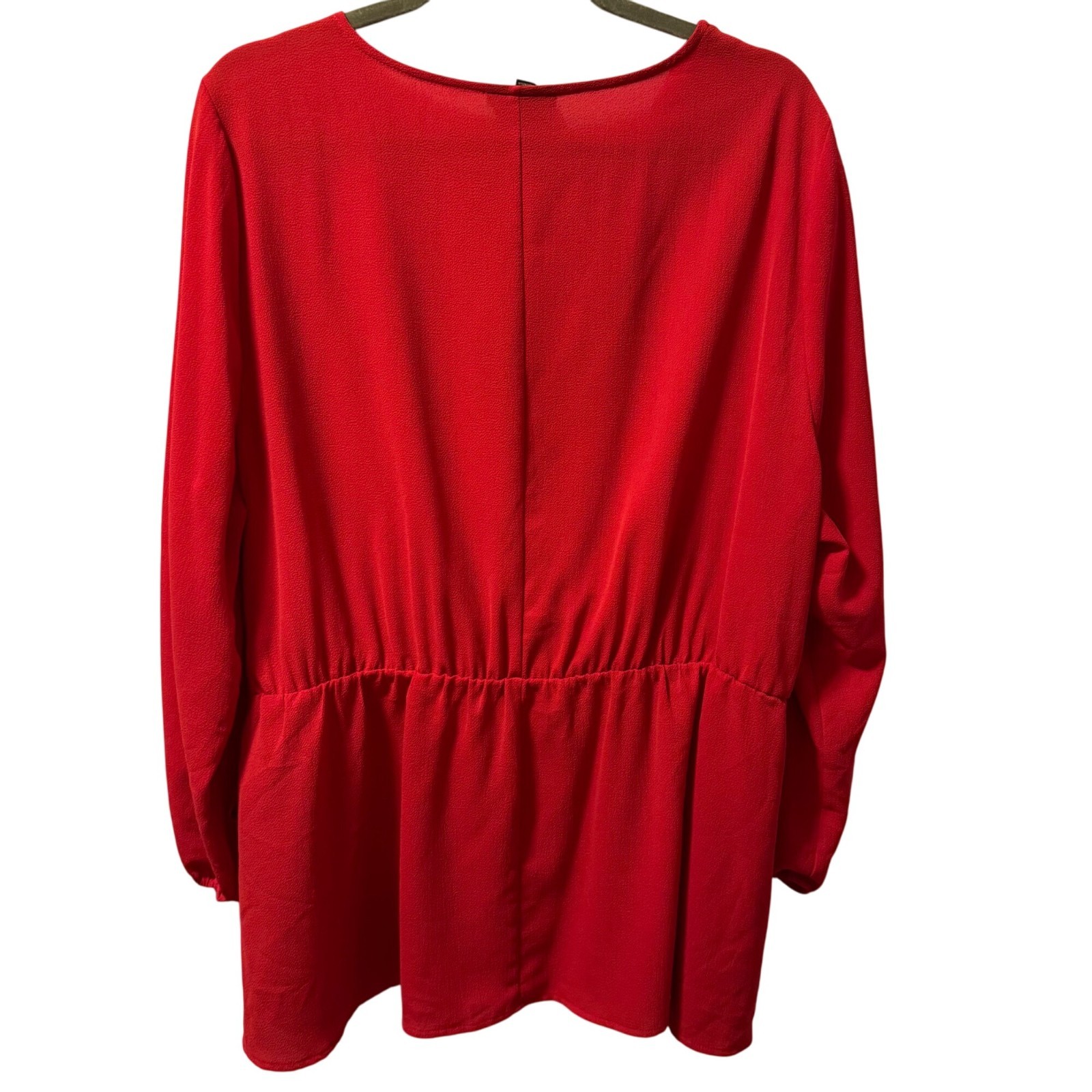Lane Bryant Red Long Sleeve Wrap Blouse Size 20W Polyester Spandex top.