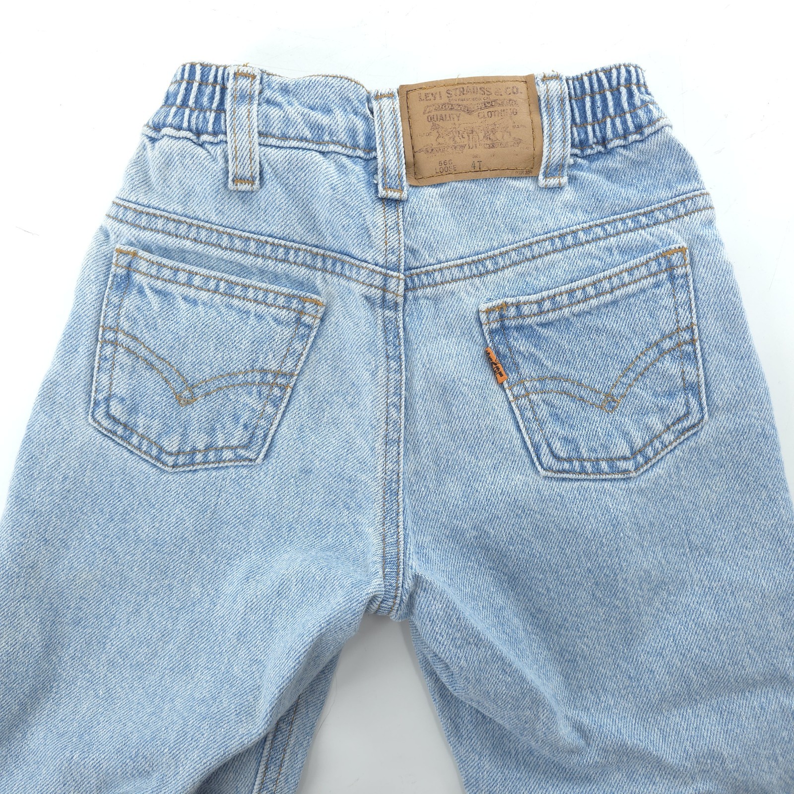Vintage Little Levis 566 Loose Fit Jeans 4T Blue Light Wash Made In USA 90s