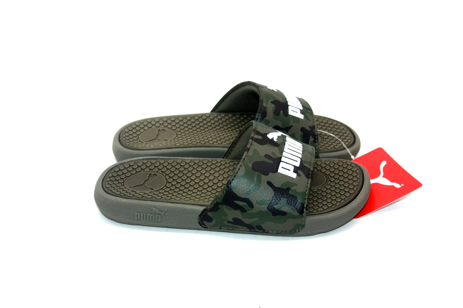 PUMA COOL CAT CAMO BX PS SLIDE SANSDAL 382626-01 DARK OLIVE /WHITE LITTLE KIDS