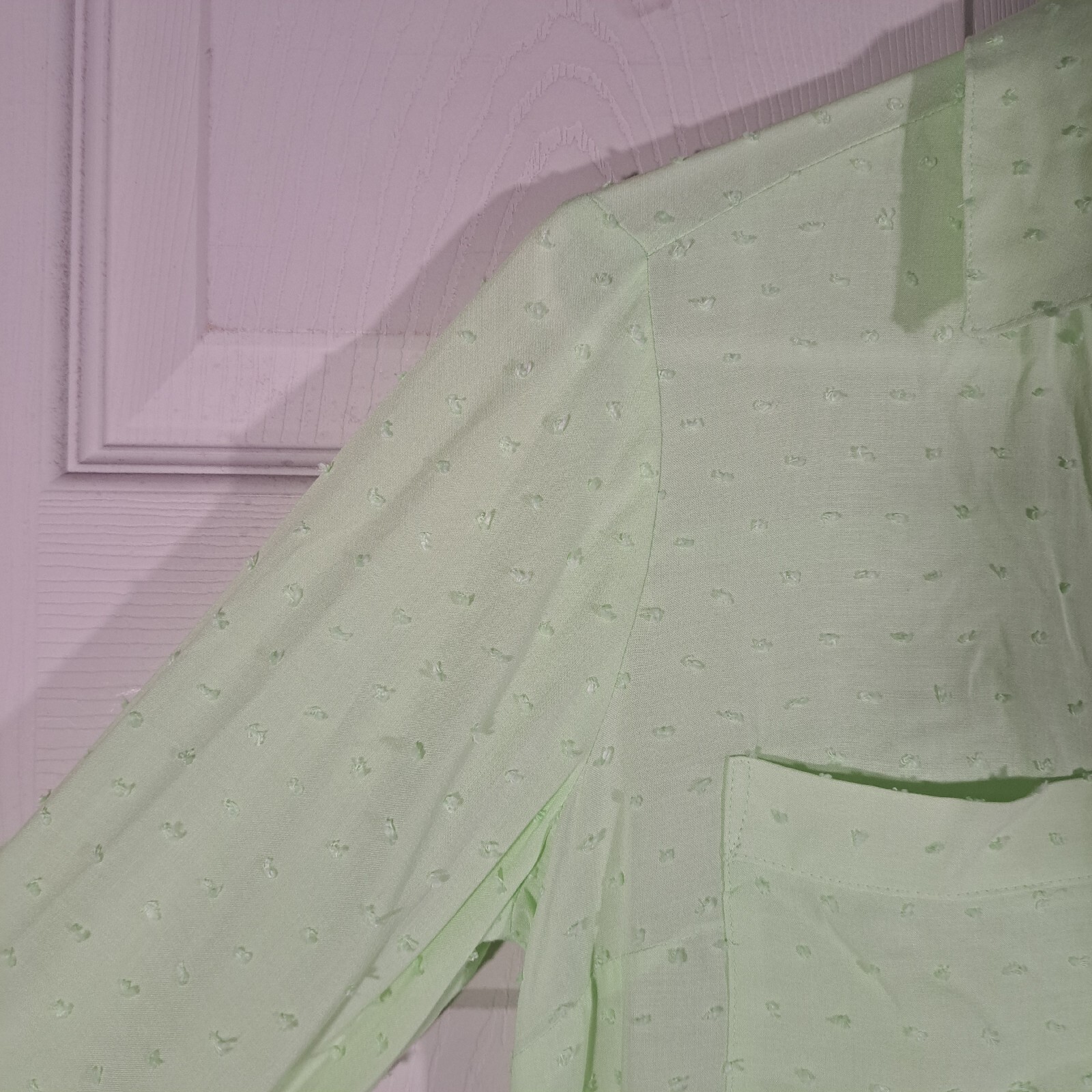 Candies Button Up Shirt Womens Size XS Green Cuffed Textured Sheer NWT $38.00