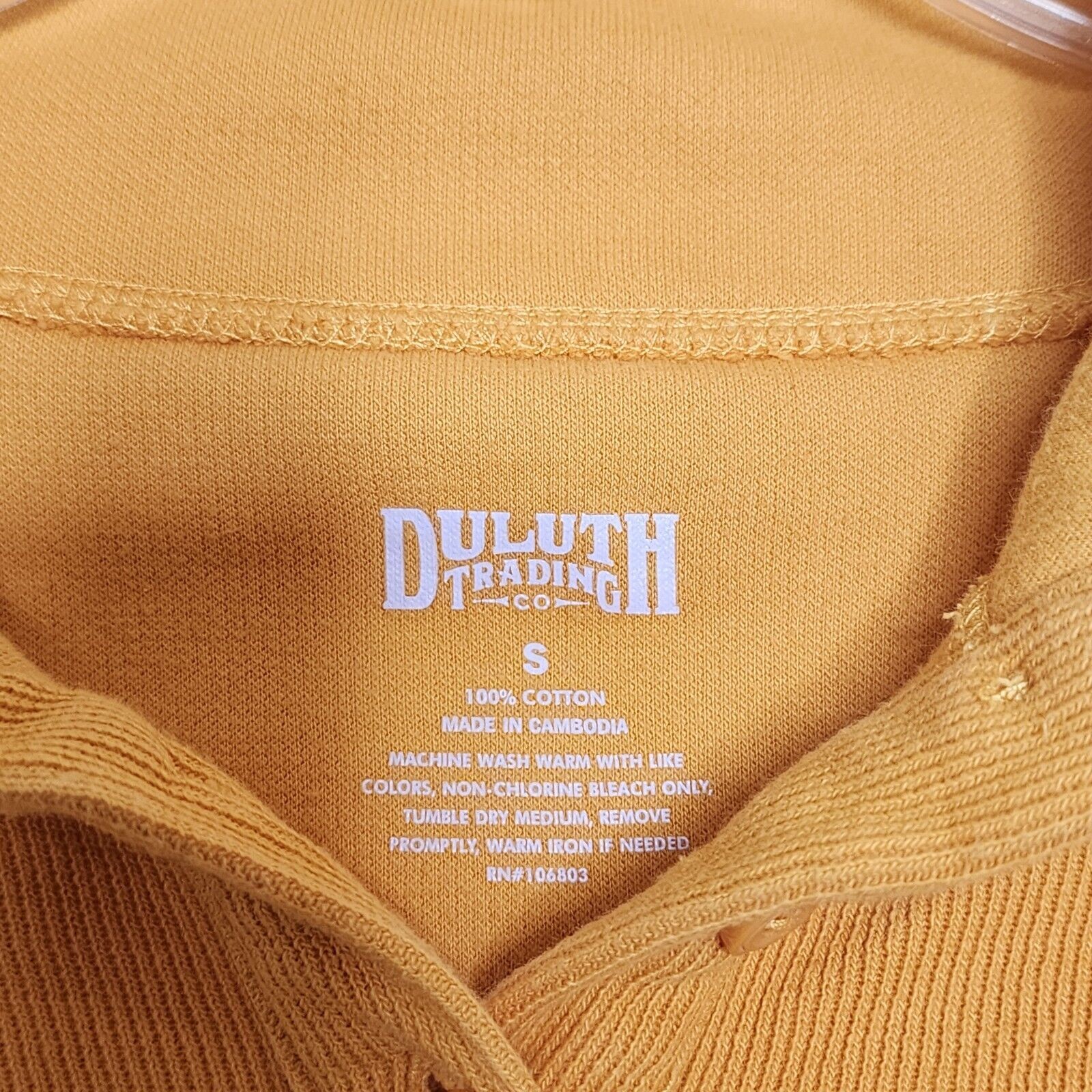 Duluth Trading Co Heritage Henley Ribbed Mock Turtleneck Yellow Gold Women’s S