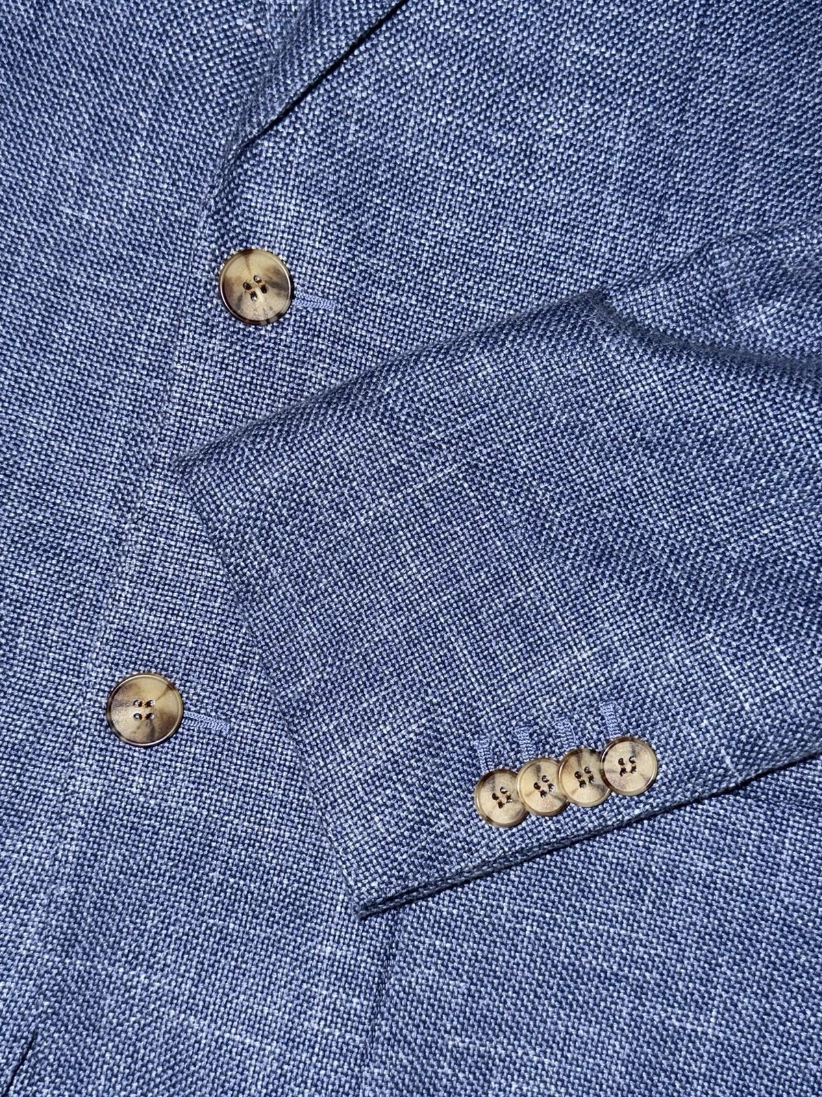 SUITSUPPLY Blue Slim Fit Havana Patch Wool Silk Linen Cashmere Hopsack Blazer 40