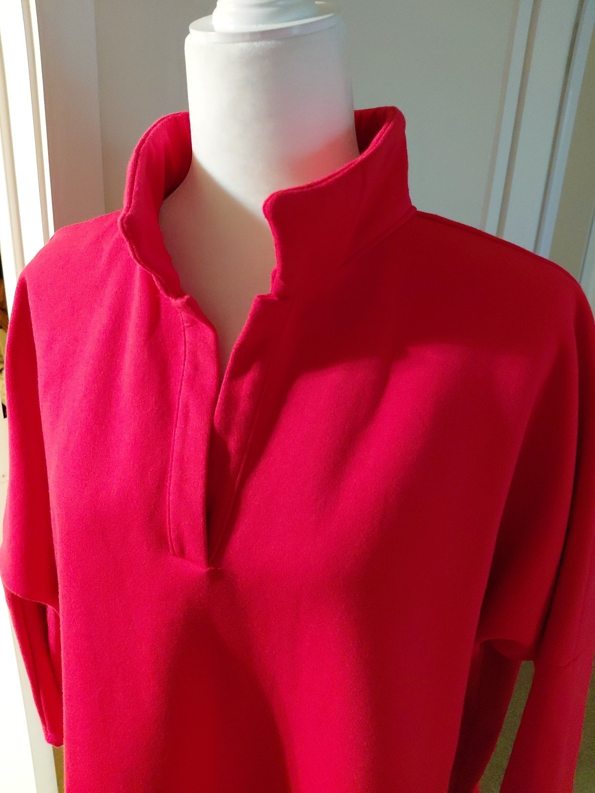 Pomander Tunic Size L Red Stand Collar Good Condition Returns Accepted