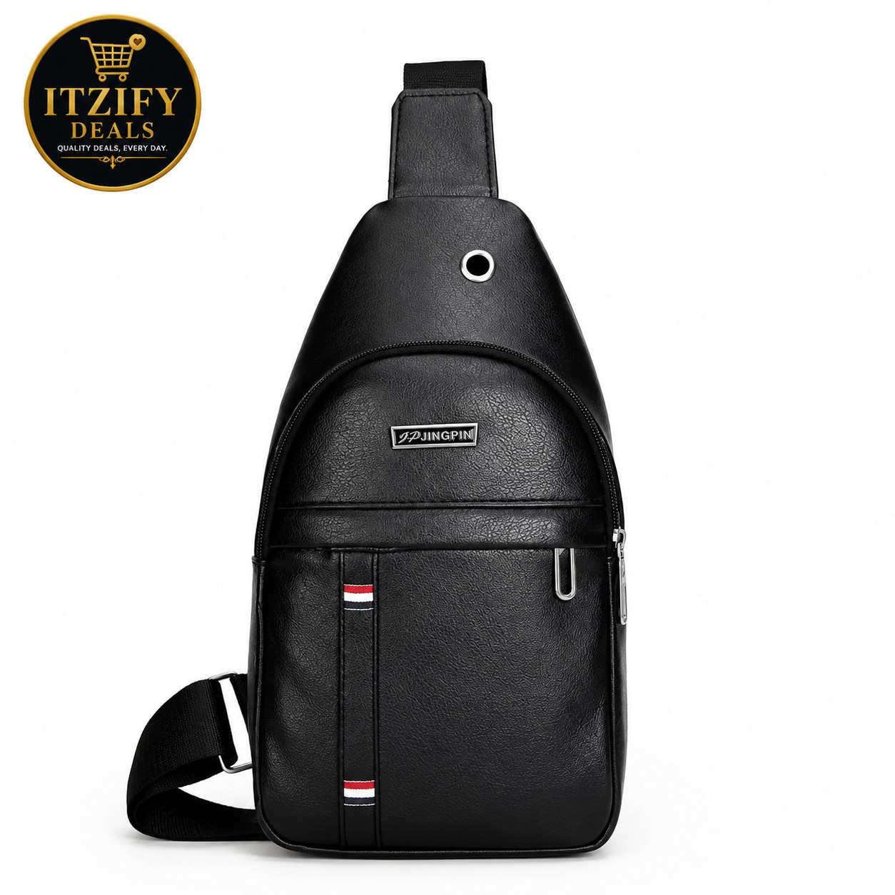 Men’s PU Leather Sling Bag Crossbody Chest Pack Travel Shoulder Messenger Bag