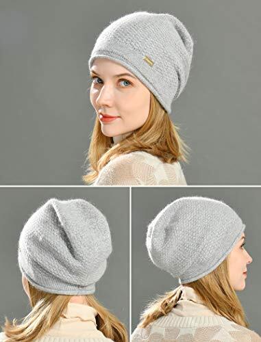Slouchy Beanies for Women Winter Soft Warm Cashmere Hat Medium Light Grey