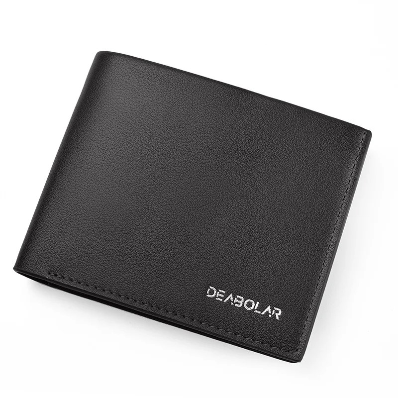 Fashion Men’s Solid Color Horizontal Short Style Leather Wallet with Multiple