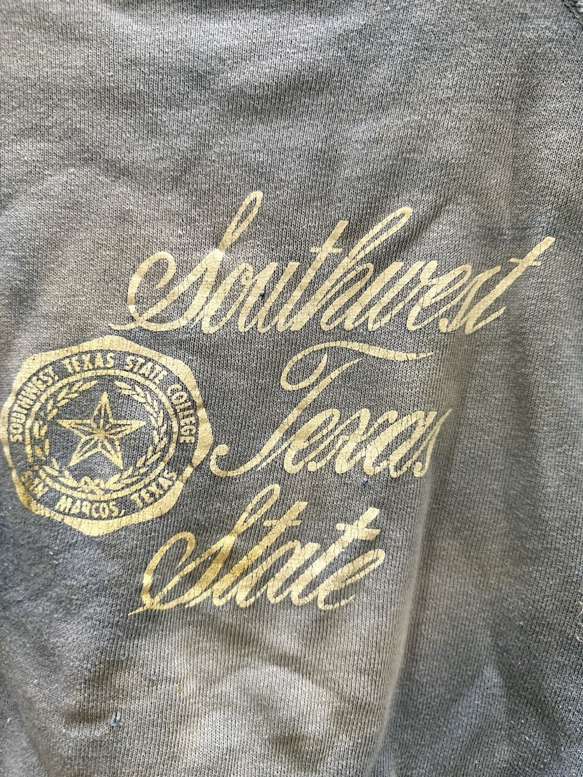 Vtg 50s 60s Southwest Texas State College destroyed thrashed sweatshirt S