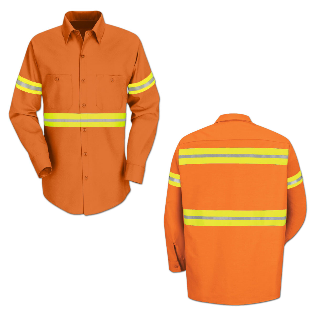 Red Kap Enhanced Visibility Hi Vis Reflective Work Towing Uniform Shirts LS