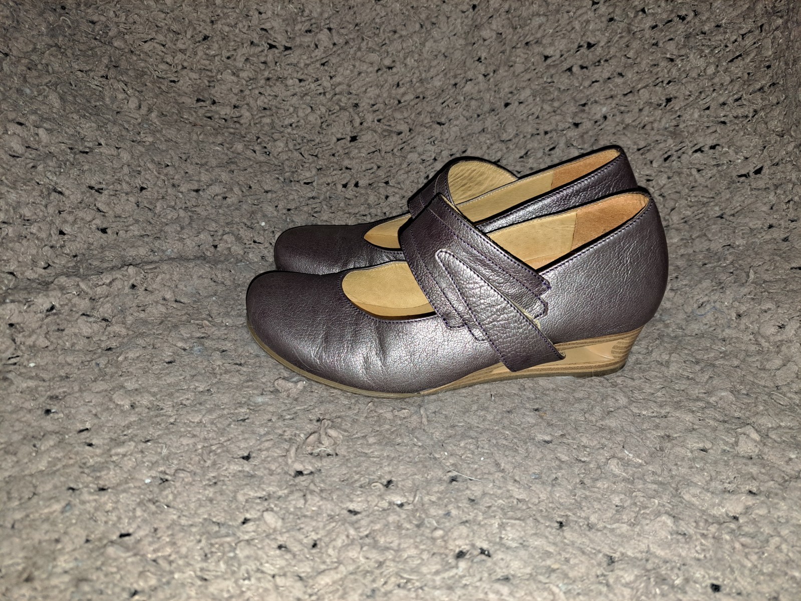 THERESIA M.-Metallic Leather Mary Janes-Strap/Heel-Size 4.5UK/6.5US-Near Mint