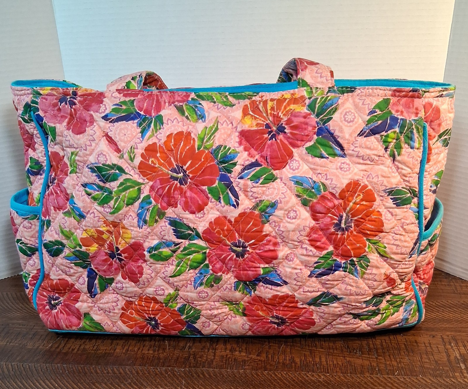 Vtg New Paul Brent Hibiscus Print Beach Zip Tote Canvas Bag Sun n’ Sand NWT