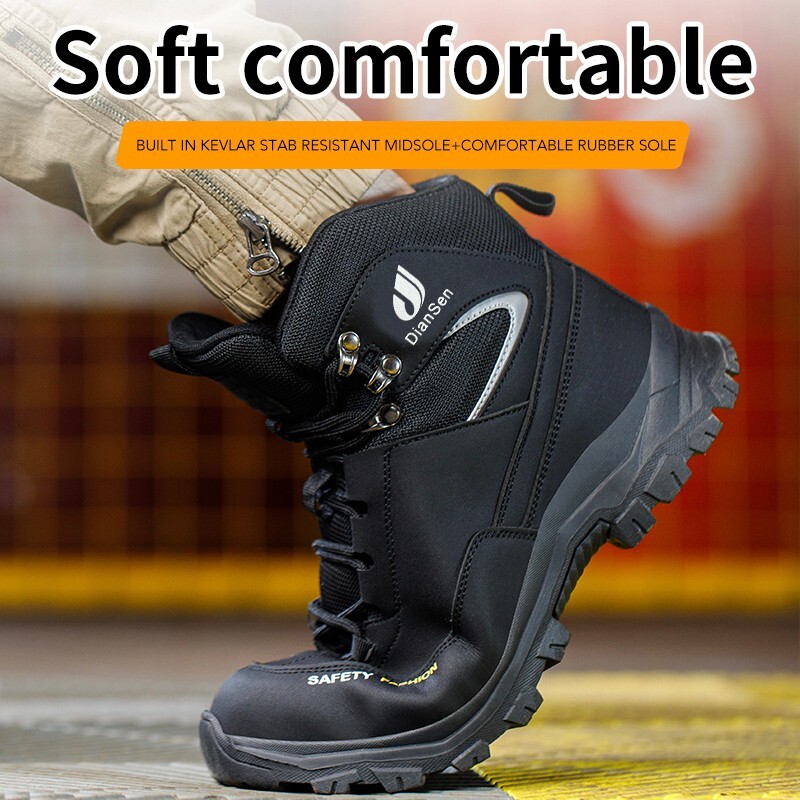 Men’s Steel Toe Work Boots Waterproof Anti-Smash Safety Shoes Construction Shoes