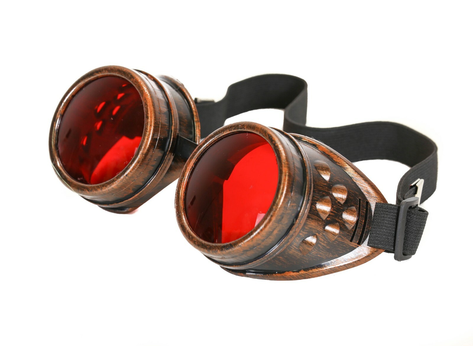 Red Lens Victorian Steampunk Goggles Glasses Welding Cyber Punk Gothic Cosplay