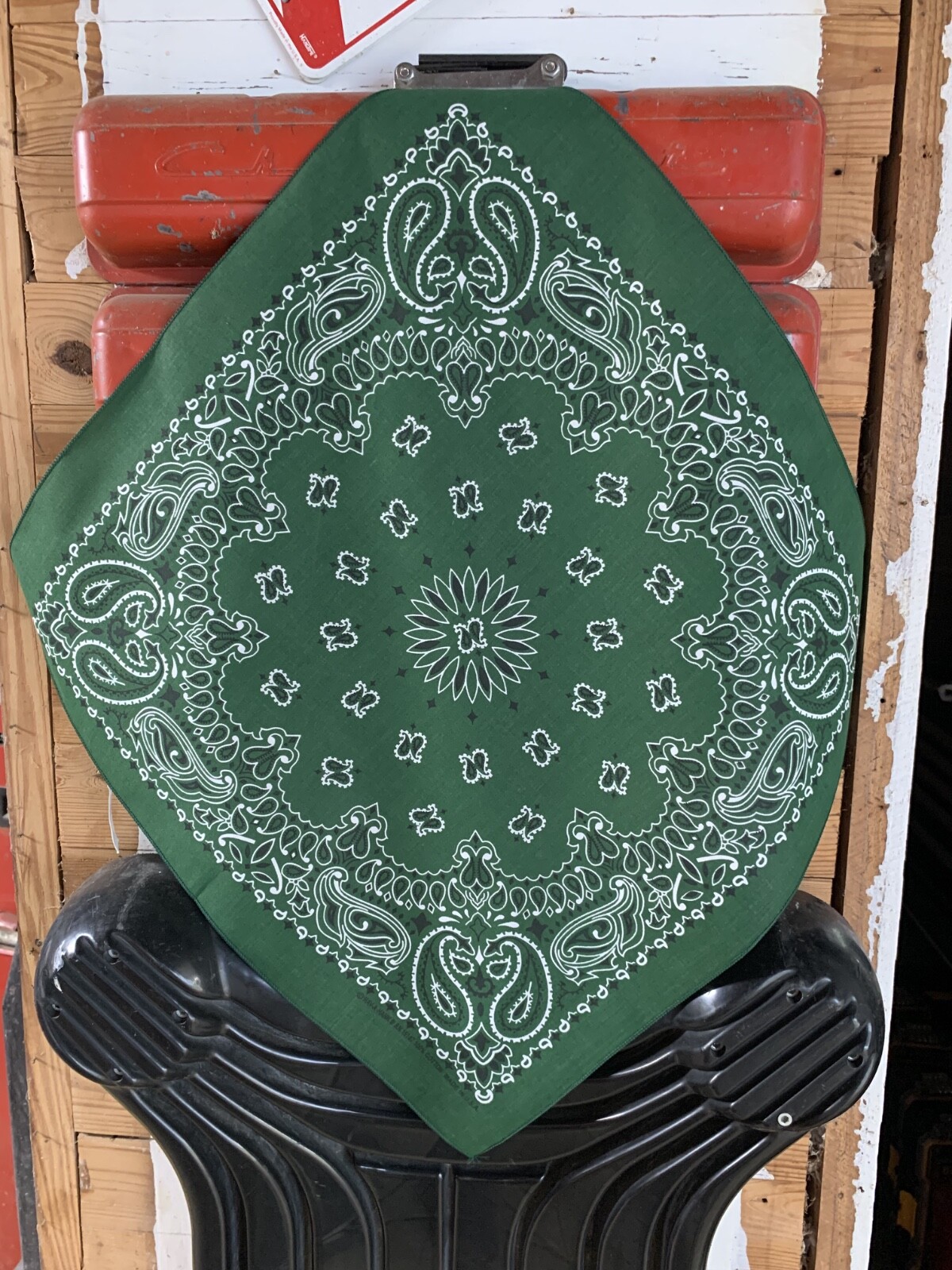 Hunter Green Paisley 22×22 Bandanna, Made in USA, great for crafts customes