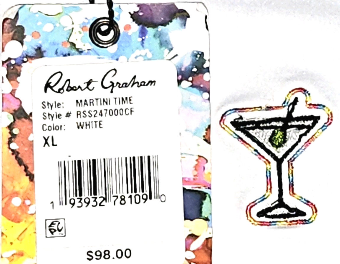 NEW ROBERT⛳️GRAHAM, MENS SIZE XL, MARTINI🍸TIME PERFORMANCE🌞UV⚪️POLO-MSRP$98.00