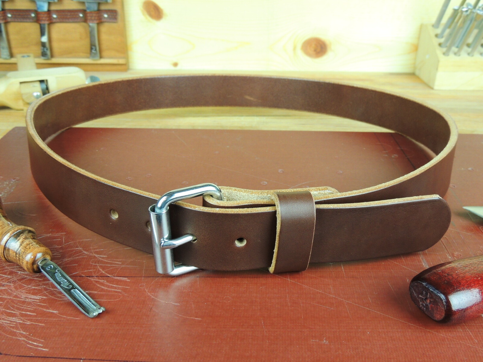 Men’s 1 1/2″_Heavy Duty Leather Gun Holster CCW Work Belt_Amish Handmade_1.5″