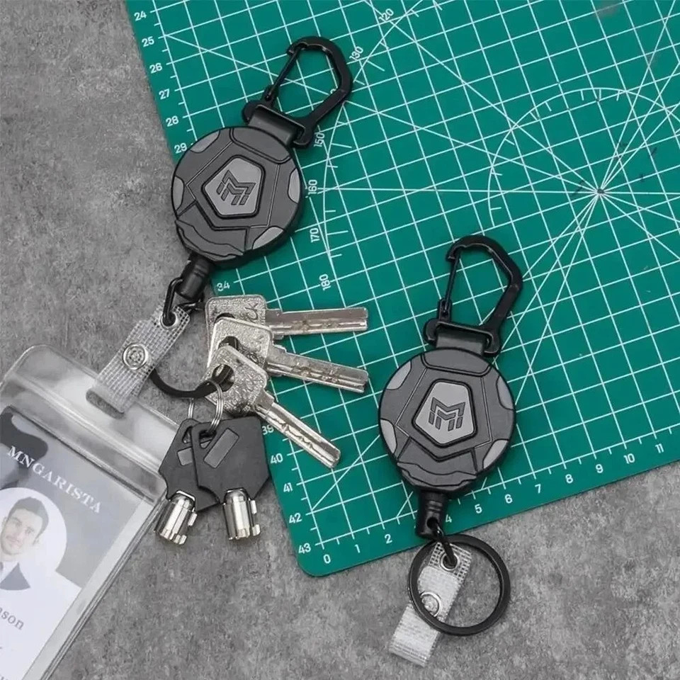 2Pack Heavy Duty Retractable Keychain, Tactical ID Badge Holder Reel Carabiner C