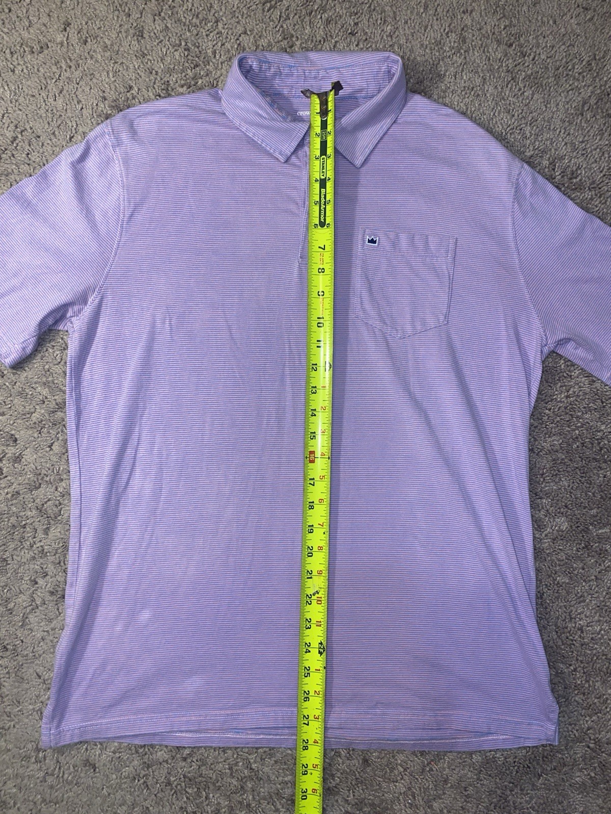 Crown Ivy Striped Beach Polo Size Medium Golf Tennis Summer Shirt Crown Logo