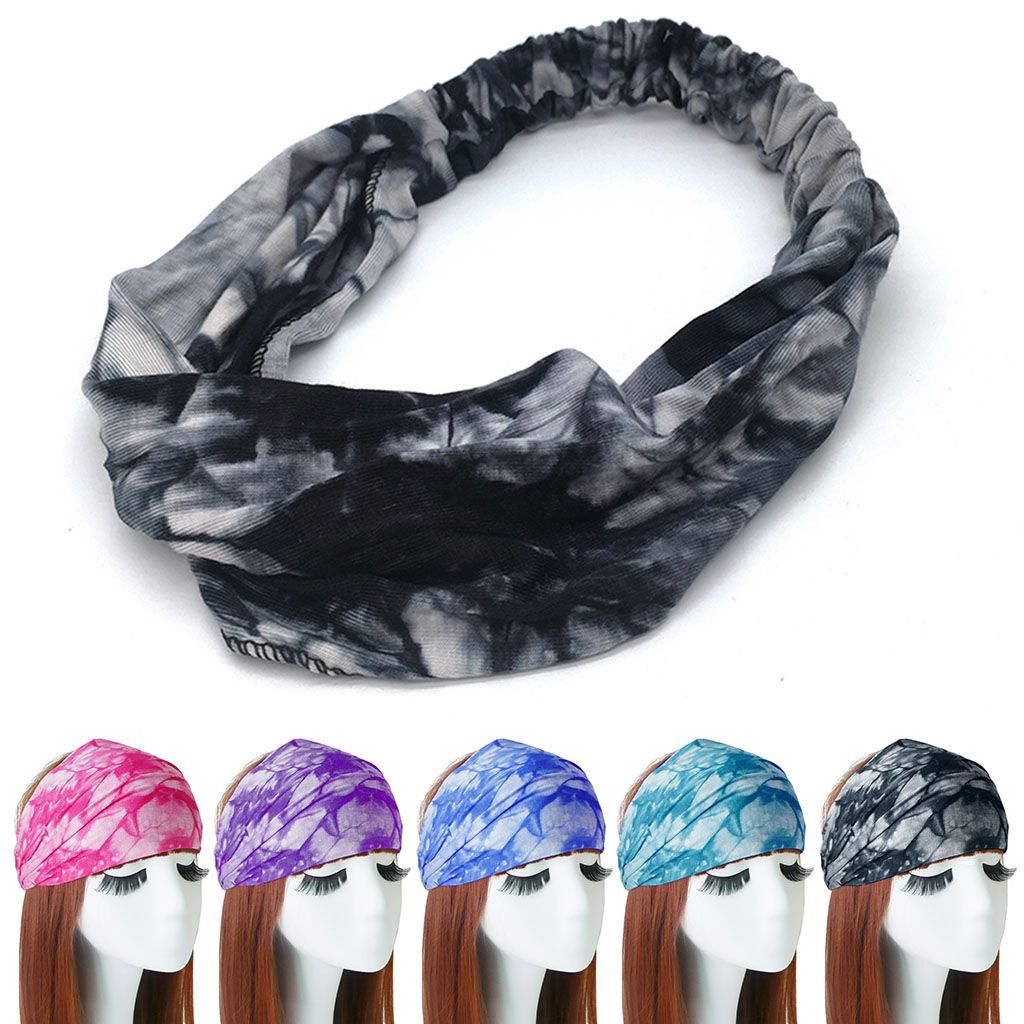 Women Yoga Sports Wide Headband Stretch Boho Hair Band Turban Headwrap Headwear