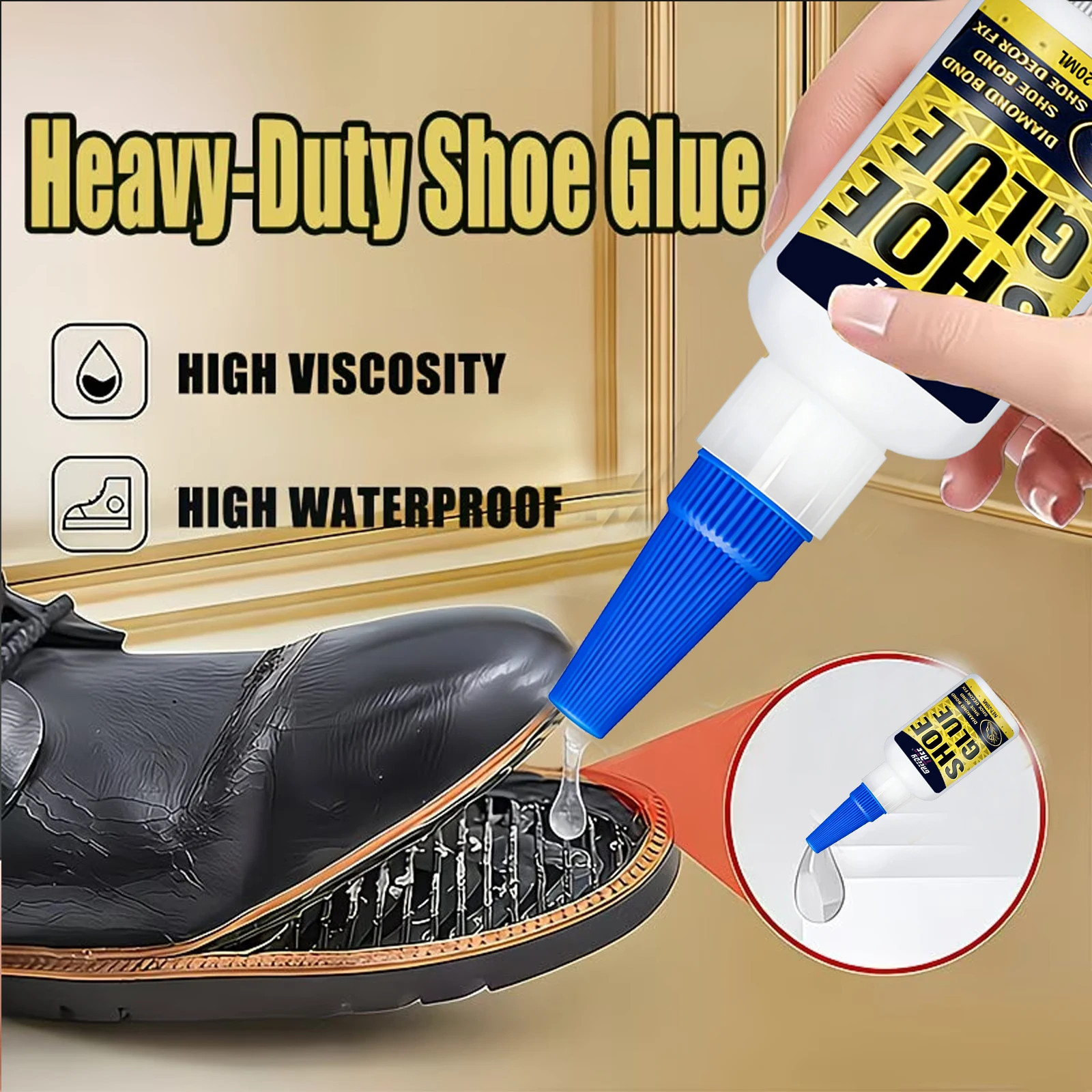 Super Strong Shoe Glue, Professional Quick Dry Footwear Repair Adhesive for Leat