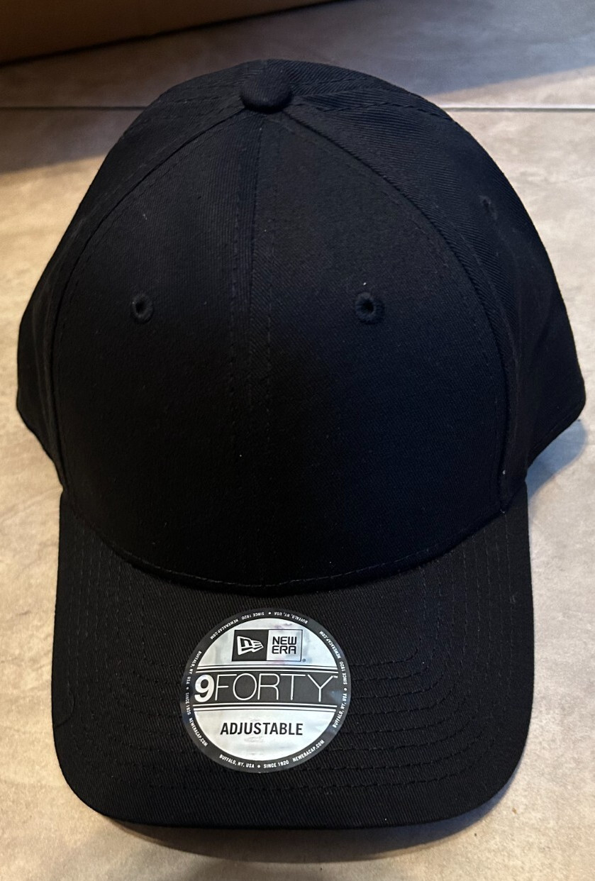New Era 9forty Plain Blank Golf Hat Cap Adjustable Strap back Black One Size NEW