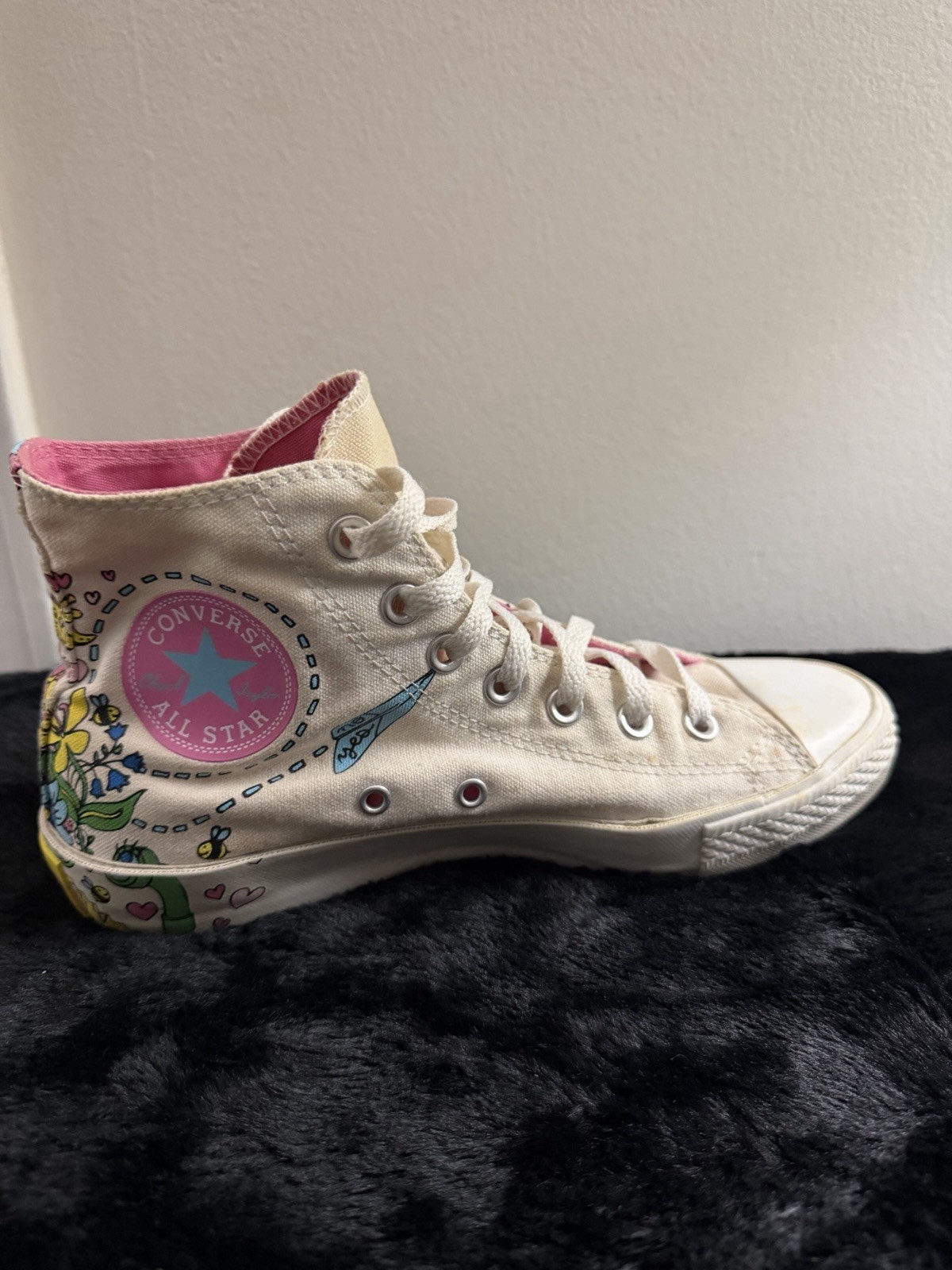 Converse Notebook Print Doodle Graffiti White Chuck Taylor All Star Hi Top W8/M6