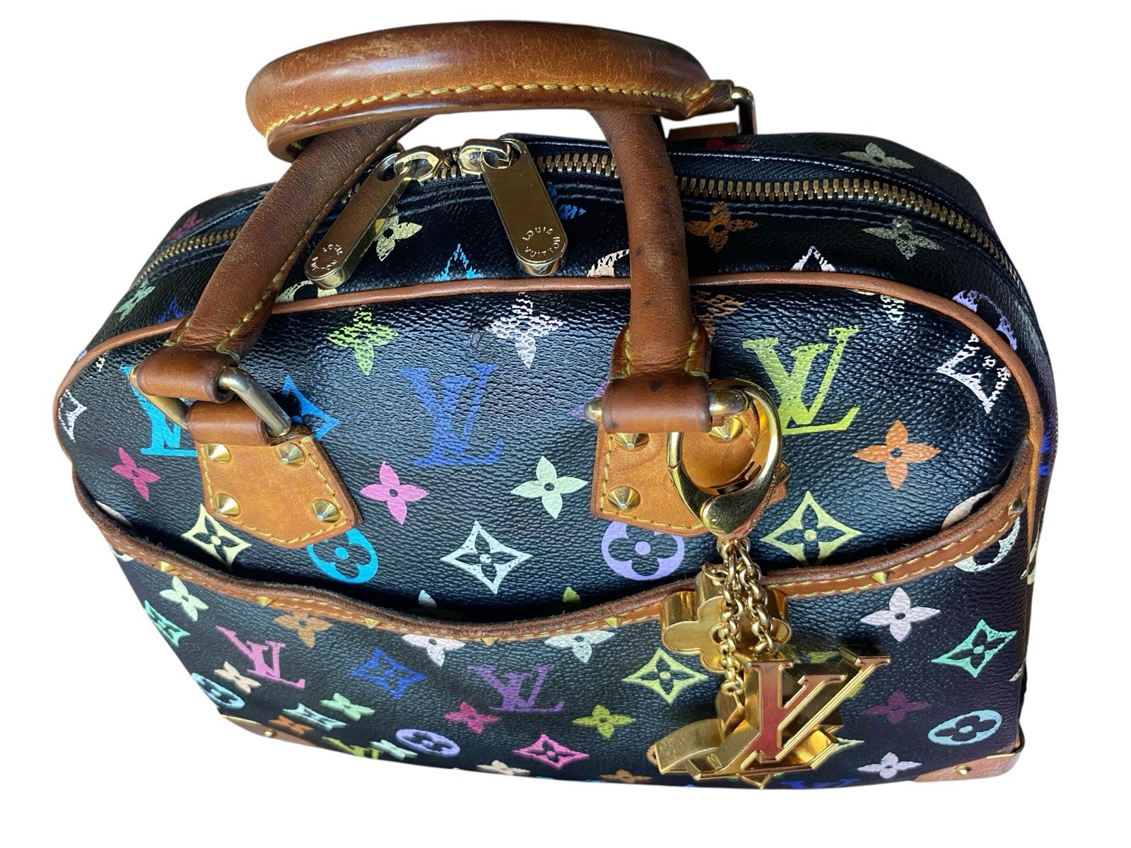🍒ICONIC BAG LOUIS VUITTON TROUVILLE TAKASHI MURAKAMI MULTICOLOR BLACK AUTH 🍓