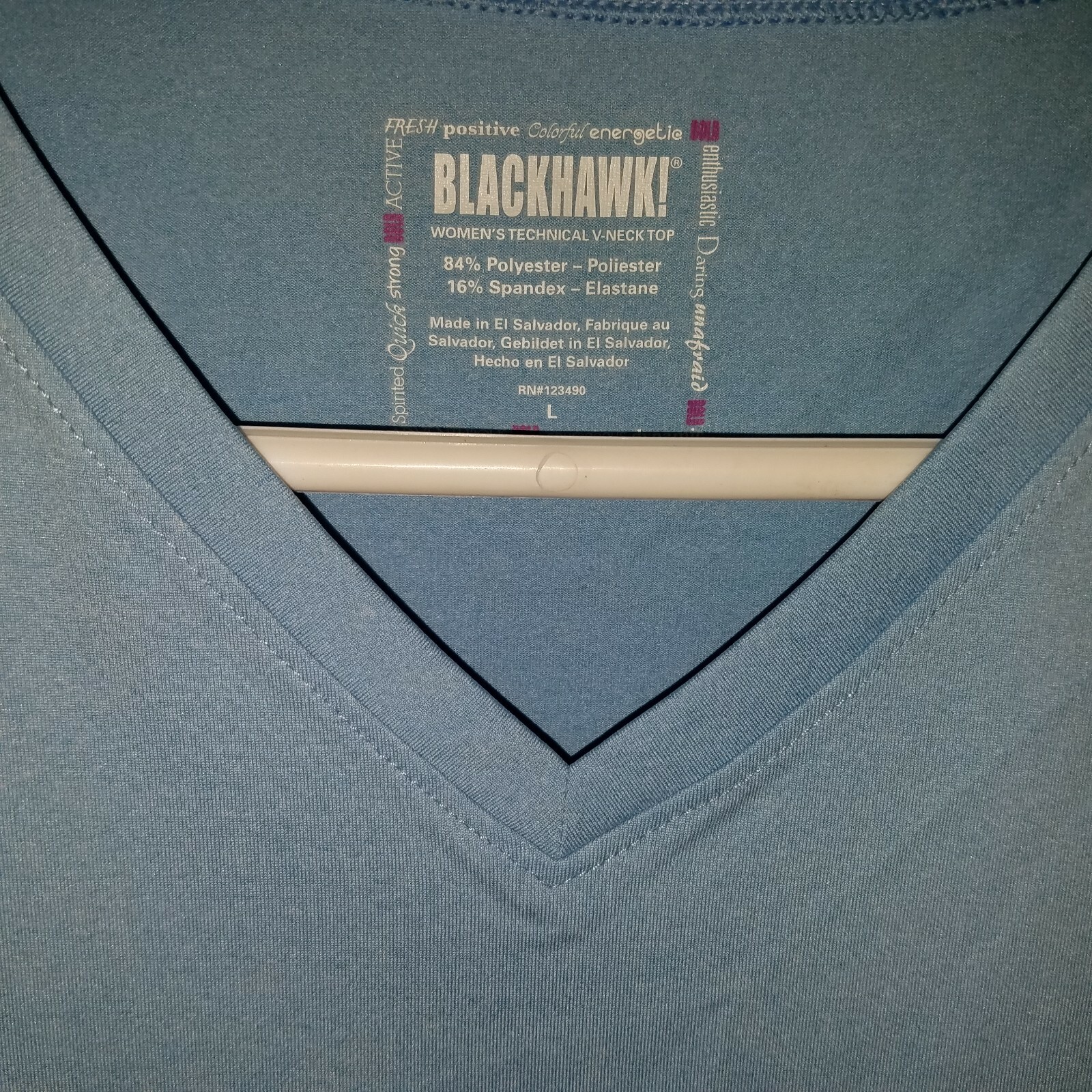 Blackhawk Women’s technical V-Neck Lg NWT Heather blue Polyester spandex