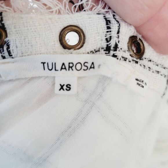 Tularosa Ameila Natural Linen Blend Tie Back Raw Hem Grommet Romper
