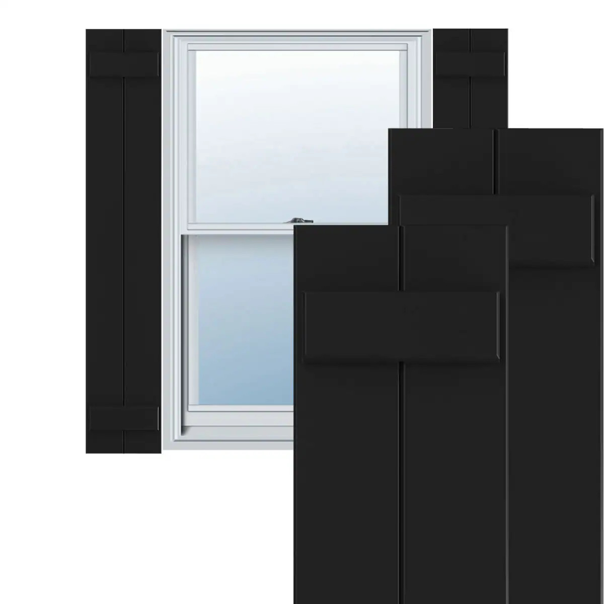 Ekena Millwork True Fit 10.75-in W x 29-in H Black Farmhouse Exterior Shut|27514