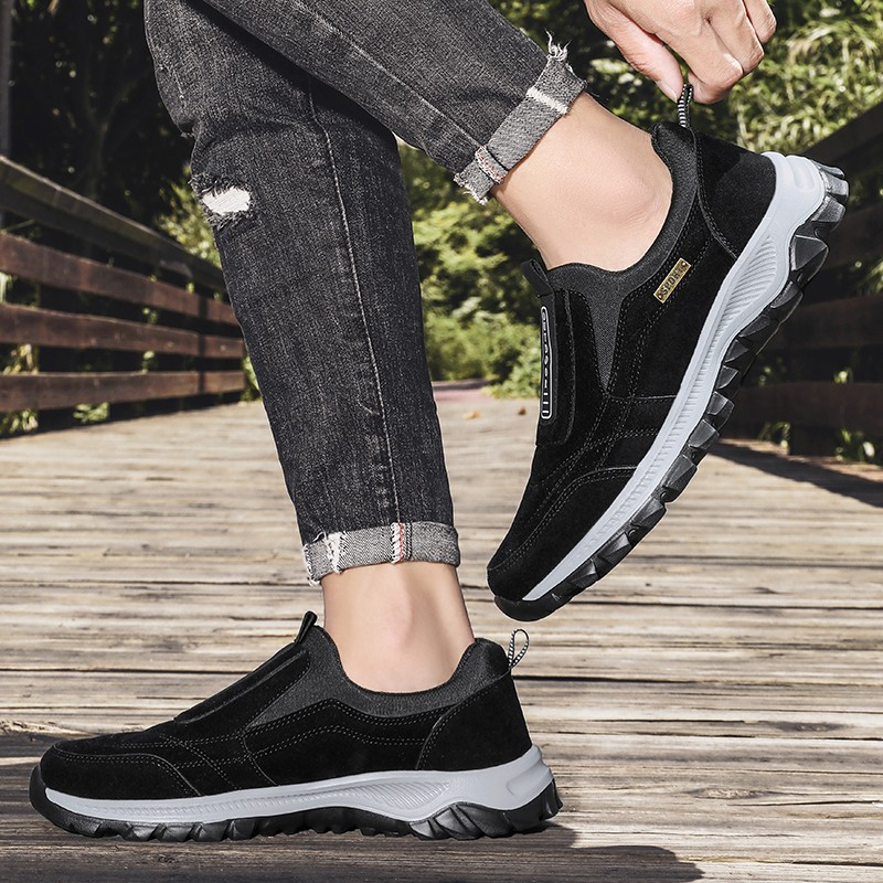 Men’s Slip-On Walking SneakersHiking Orthopedic Slip-On Wide Trail Shoes