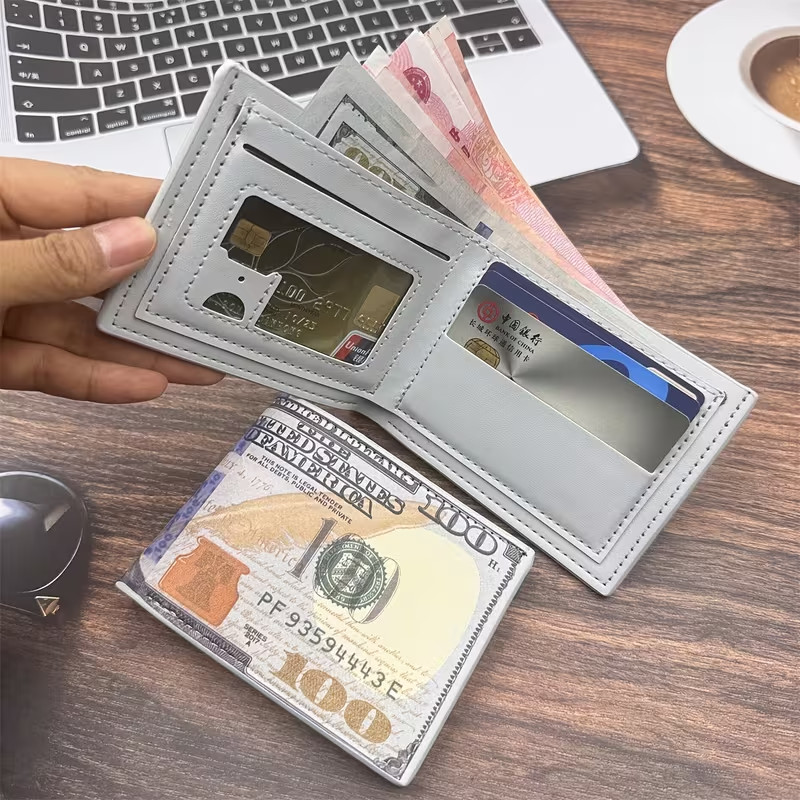 Funny $100 Bill Wallet Novelty Money Design Slim Bifold Gift