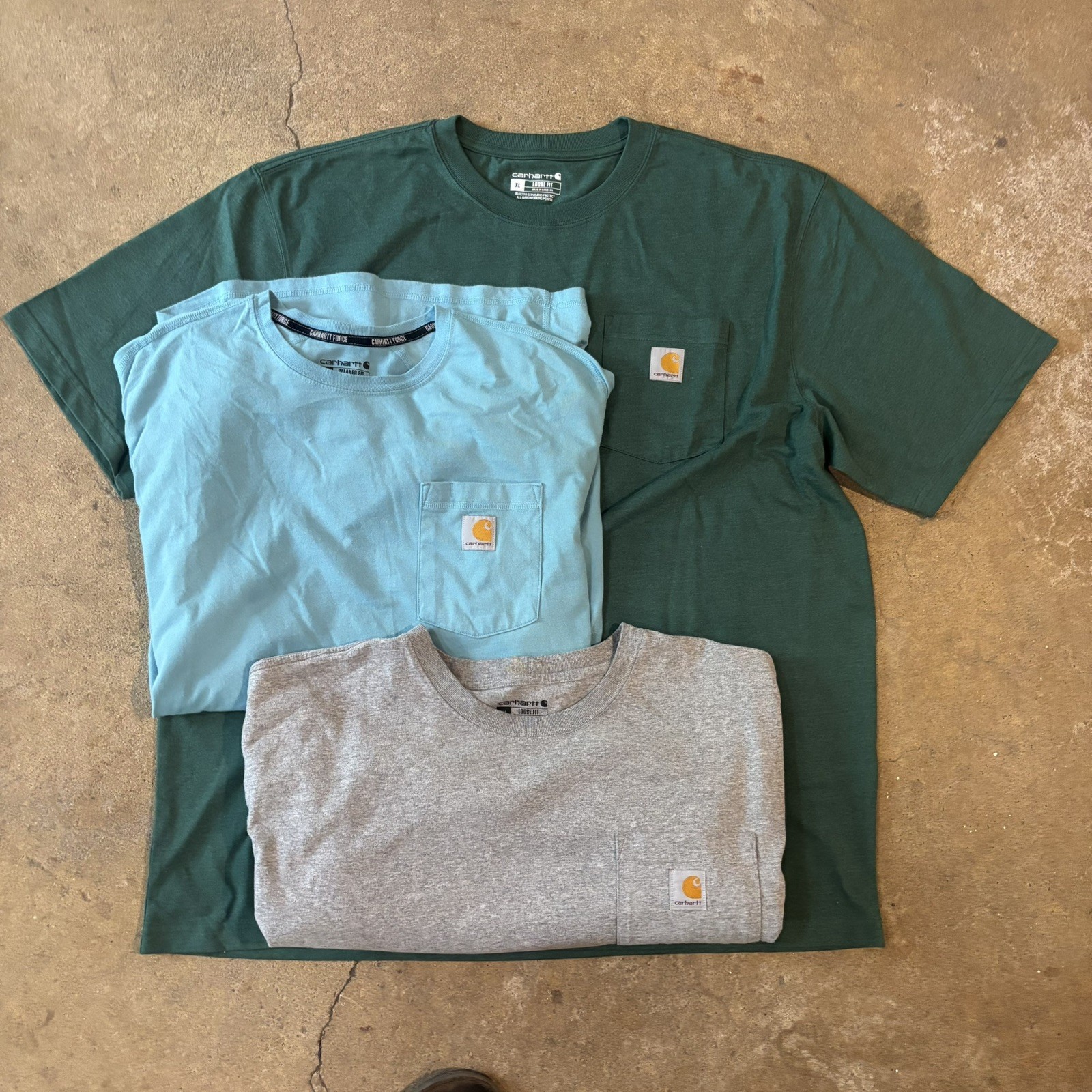 3 Pack of Carhartt Men’s XL Loose Fit Pocket Logo Crew Neck Short Sleeve T-Shirt