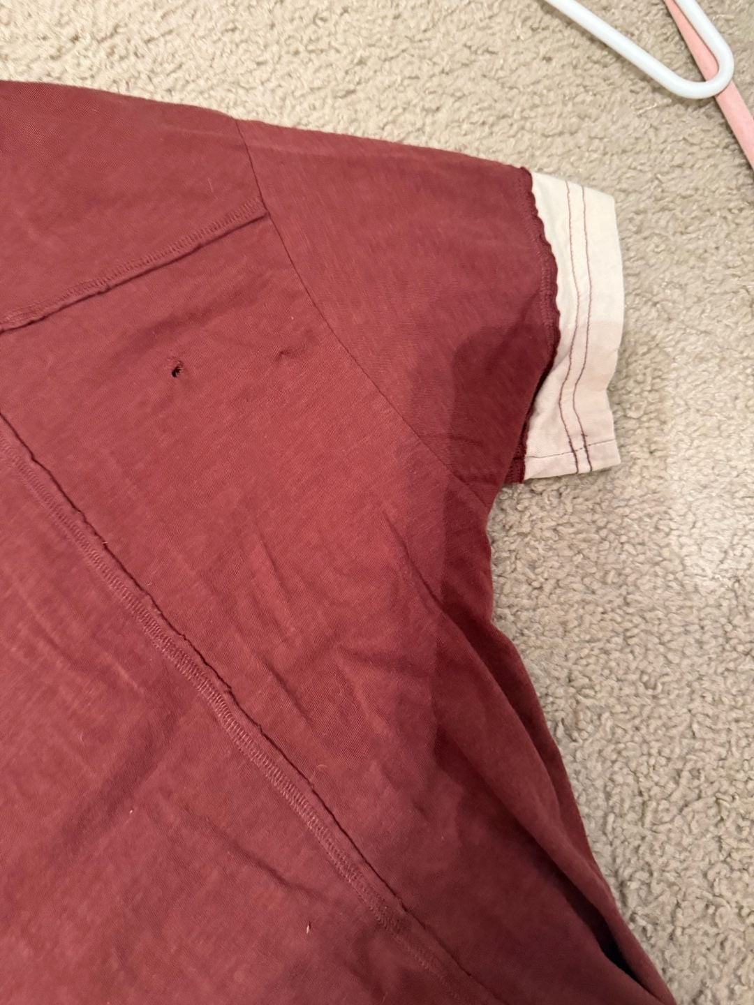 Aerie Women’s Oversized Raw Hem Ringer T-Shirt in Burgundy