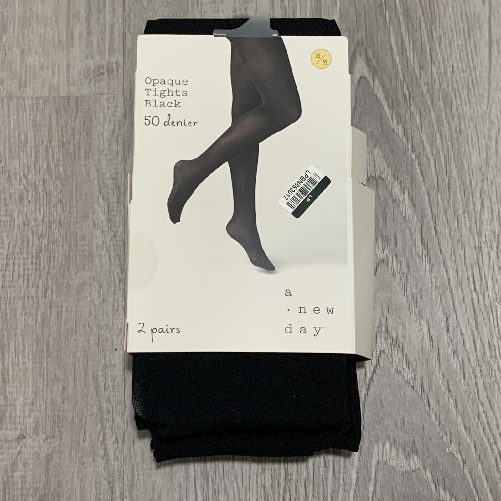 A New Day Tights sz S/M Black Opaque 50 Denier Two Pairs Career Casual NEW