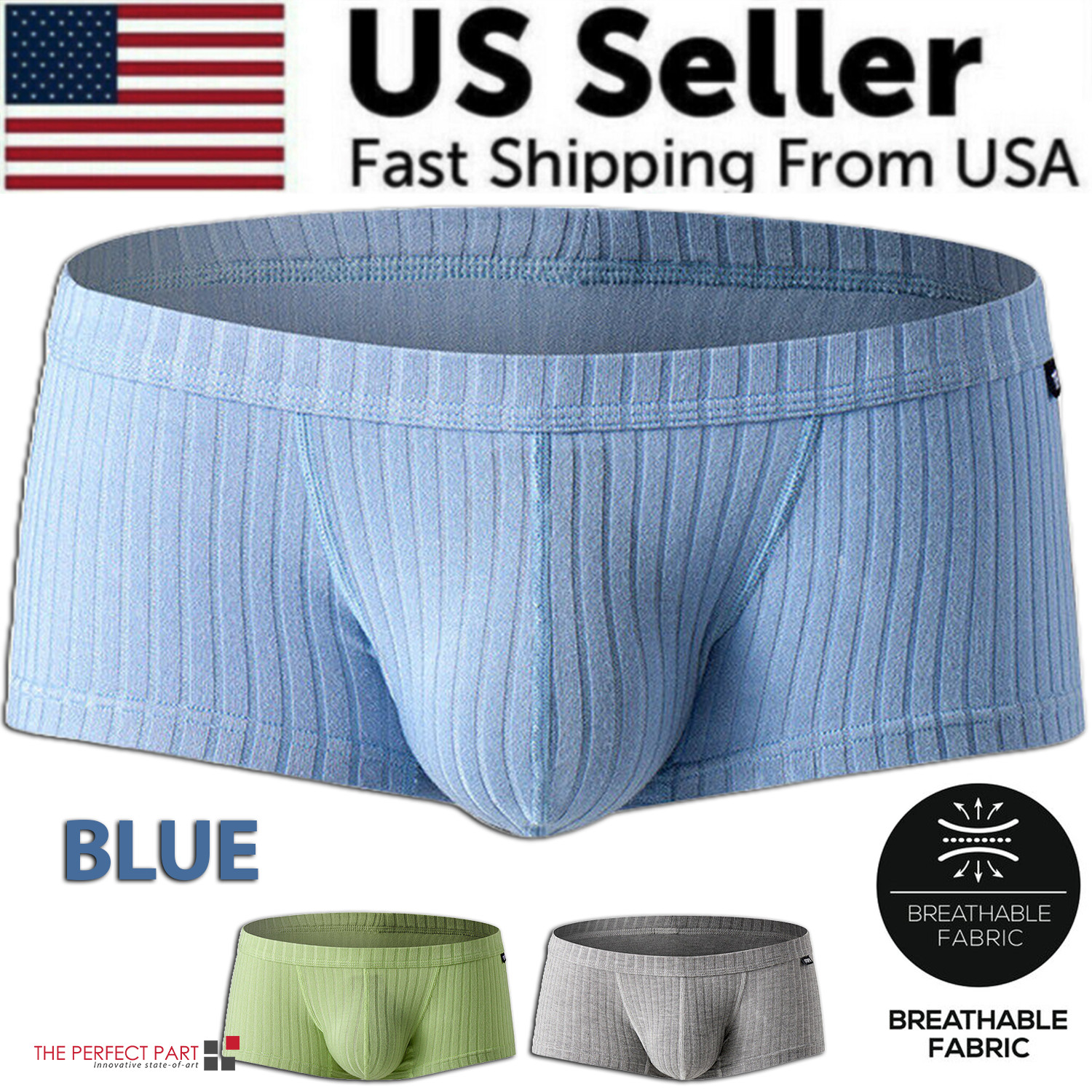 Men’s Sexy Underwear Low waist Briefs U Pouch Boxers Striped Shorts Underpants