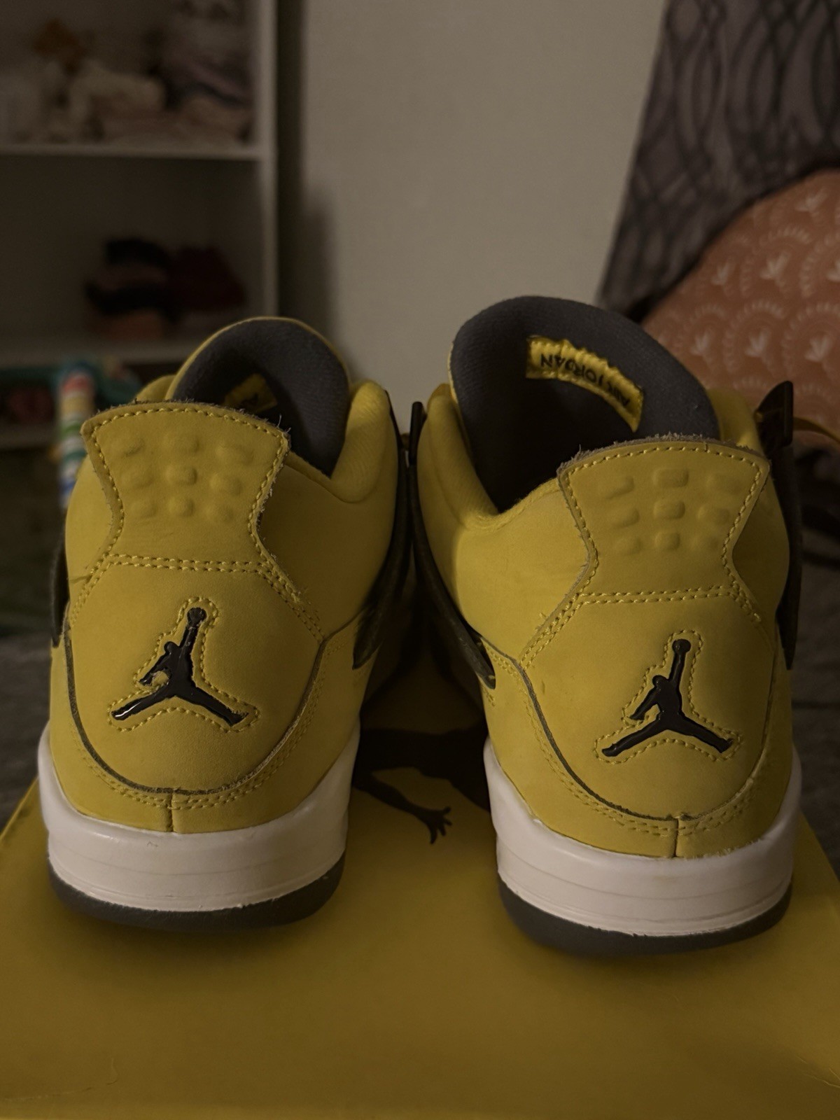 Jordan Air Jordan 4 Men’s Mid Top Lace Up Athletic Sneakers Yellow/Black/White