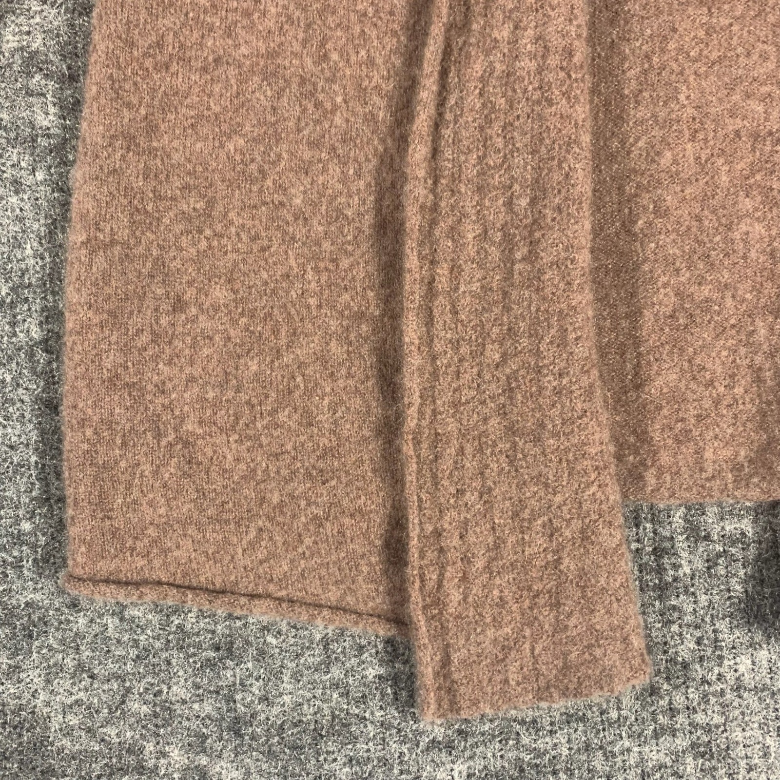 Lusso Cashmere Cardigan Womens M Brown Open Front Shawl Collar Sweater Soft