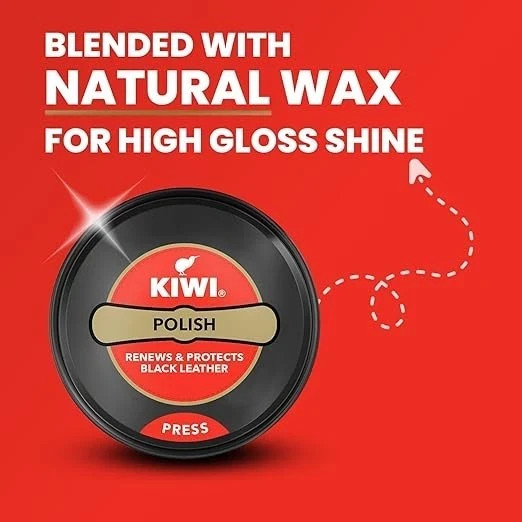 Kiwi Black Shoe Polish Leather Care 2 Tins 23g Shines Renews & Protects