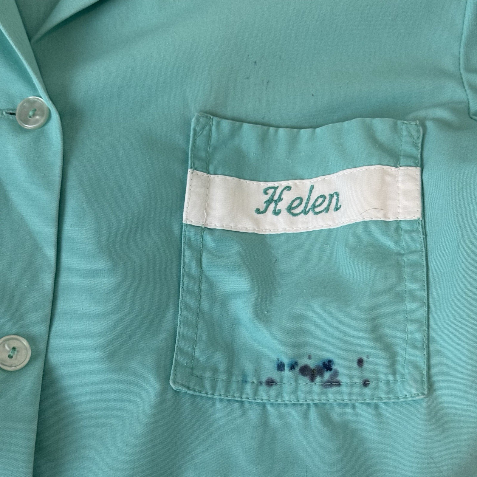 Vintage Aqua Waitress Uniform Dress Set T-Bird Diner Audrey Coleman USA – Helen