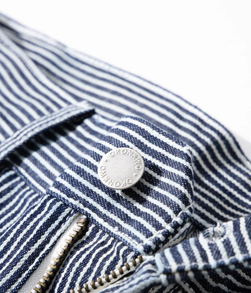 Original Denim Railway Worker Jeans Pants Amikaki Striped Longs Tooling Trousers