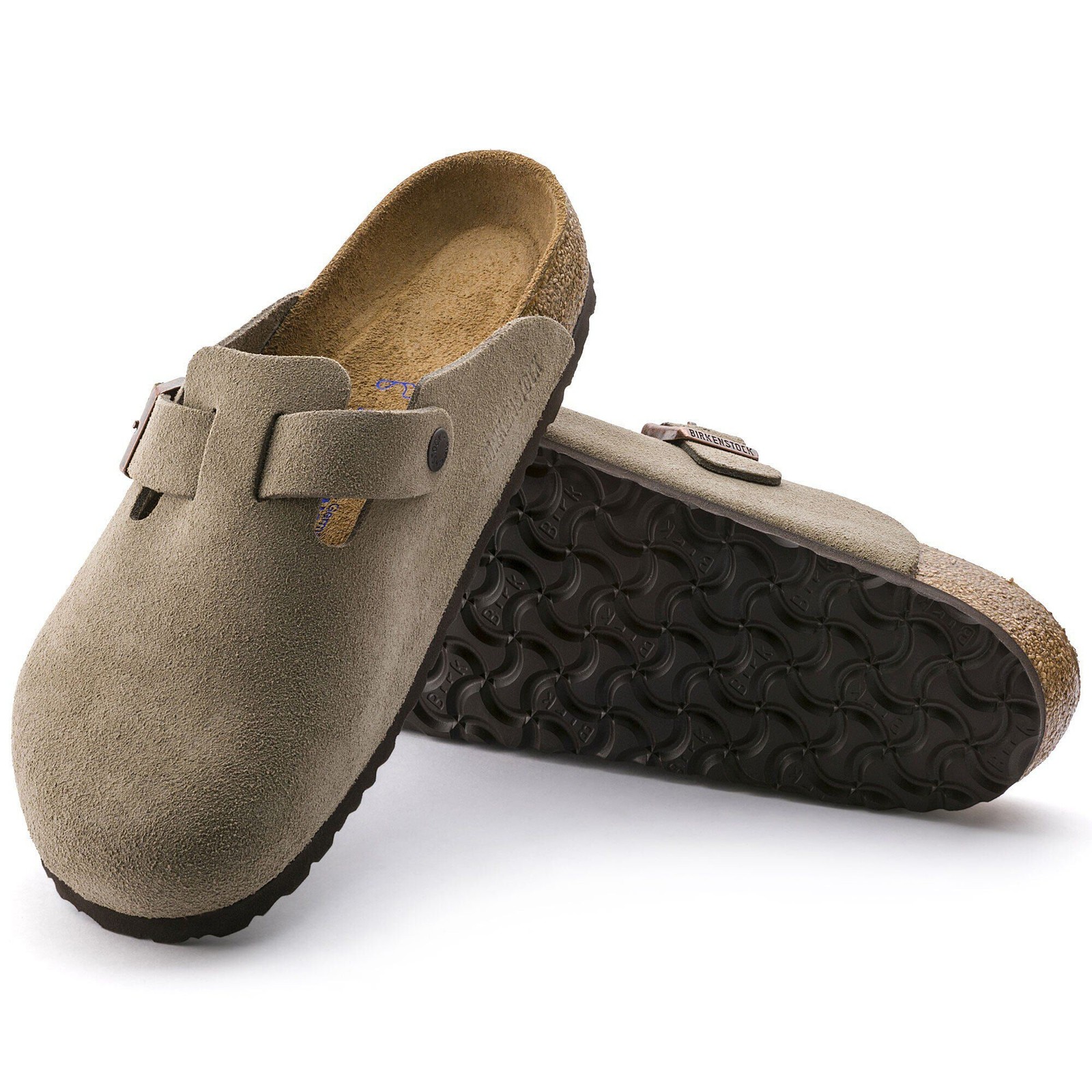New Birkenstock Boston Suede Leather Soft Footbed Taupe